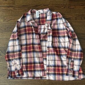 NWT Old Navy Plaid Longsleeve The Boyfriend Shirt Size Large XL